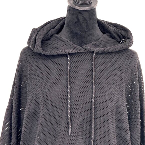 2/$18 SALE! DKNY Sport Mesh Hoodie Womens M Black Long Sleeve Banded‎ Grunge - Picture 1 of 9